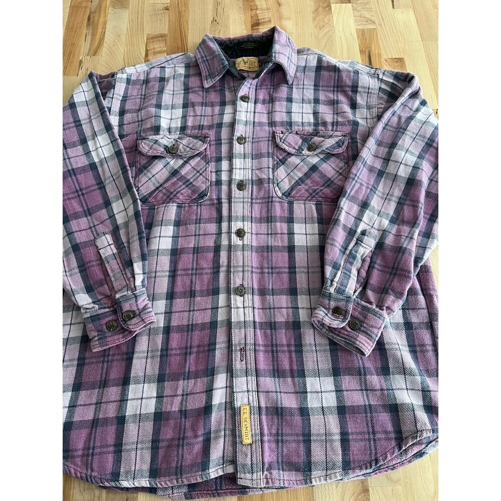 Vintage C.E. Schmidt Workwear Heavy Flannel Purple Plaid 100% Cotton Men’s L